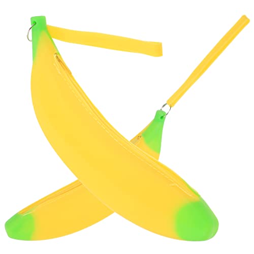 Sewroro 2 Stück Banana Förmiges Federmäppchen aus Silikon Großes Stiftetui Waschbar und Reißfest für Schreibwaren und Gelb von Sewroro
