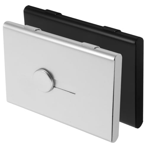 Sewroro 2 Stück Metall Visitenkartenetui mit Schiebedeckel Robuster Kartenhalter für Büro Große Kapazität Platzsparend Schutz für Visiten und Kreditkarten Design in Silber und Schwarz von Sewroro