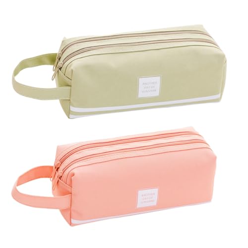 Sewroro 2 Stück Multifunktionale Doppellagige Federtasche mit Großer Kapazität Langlebiges Material Praktischer Tragegriff Vielseitig Nutzbar für Schule Büro und Reise Zufällige Farbe von Sewroro