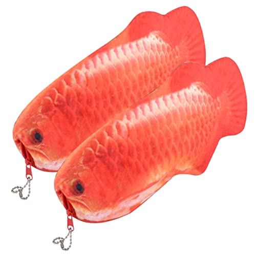 Sewroro 2 Stück Plüsch Federmäppchen Cartoon Fisch Design Großes Schreibwaren Mäppchen Stifttasche Schüler Organizer Kosmetiktasche Rot von Sewroro