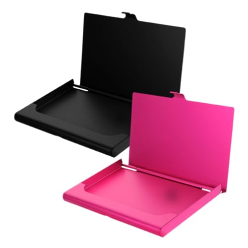 Sewroro 2 Stück Teiliges Aluminiumlegierung Visitenkartenetui mit Heat Transfer Druck und Leicht Große Kapazität in Schwarz und DIY Business Card Box für Langlebige Muster von Sewroro