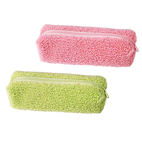 Sewroro 2 Stück Teiliges Kuscheliges Federmäppchen aus Plüsch Weiche Stifttasche mit Großem Fassungsvermögen Vielseitig als Kosmetiktasche und Schreibwarenbeutel für Zufällige Farbe von Sewroro
