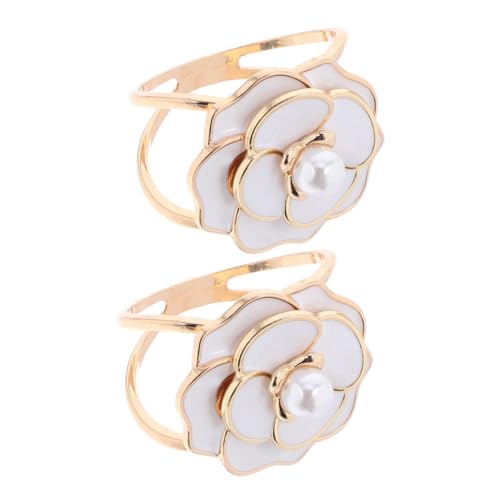 Sewroro 2 Stücke Blüten Silk Schalring Perlblumen Schalspange Dekorative Accessoires für Frauen und Stilvolle Brosche für Schals und Umhänge von Sewroro