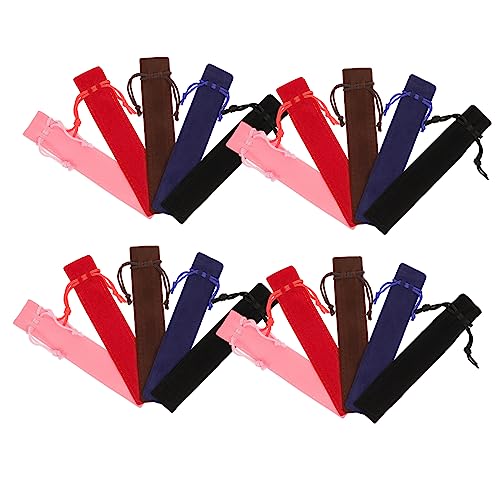 Sewroro 20stücke Flanell-stifteetuis Mit Kordelzug Aufbewahrungstaschen Für Schreibwaren Farben Schwarz Rot Kaffeebraun Blau Pro Farbe Praktisch Für Schule Büro Und Zuhause von Sewroro