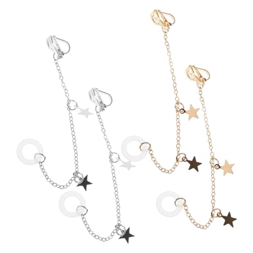 Sewroro 2paare Kabellose Kopfhörer-ohrbügel Stilvoller Ohrclip Langer Ohrhänger Gold Silber Passend Für Ohrhörer Und Jeden Anlass von Sewroro