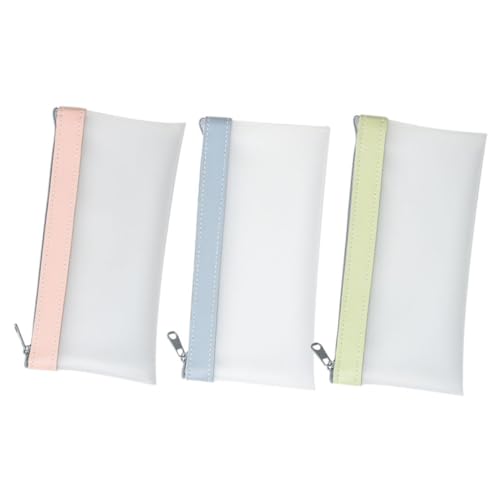 Sewroro 3 Stück Teiliges Federmäppchen aus Transparentem TPU Große Kapazität Leichte Reißfeste Stifttasche in Hellgrün Kirschblütenrosa und Nebelblau Waschbar und Tragbar für Schule und von Sewroro