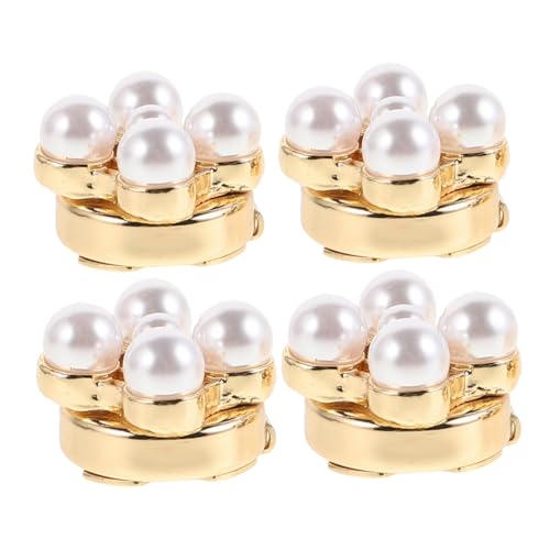 Sewroro 4 Stück Teiliges Blumen Manschettenknöpfe aus Robustem Legierungsmetall mit Perlenverzierung Stilvolle Dekorative Hemdknöpfe für Damen Vielseitig für Business und von Sewroro