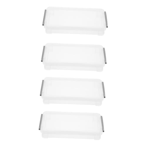 Sewroro 4 Stück Teiliges Stapelbare Stiftebox aus Kunststoff mit Deckel Großer Kapazität Multifunktionale Transparente Aufbewahrungsbox für Schüler Praktische Bleistift Malstifte von Sewroro