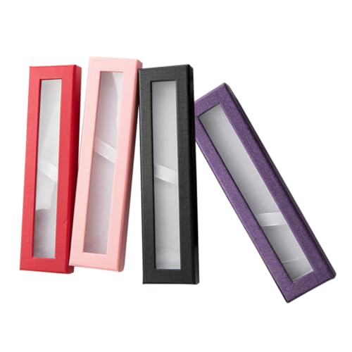 Sewroro 4 Stück Transparentes Stifte aufbewahrungsbox mit Sichtfenster Papier Geschenkbox für Kugelschreiber Langlebig Leicht und Stilvoll als Verpackung für Schreibgeräte von Sewroro