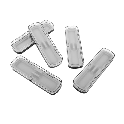 Sewroro 5 Stück Teiliges Klarer Kunststoff Stifteetuis mit Fächern Staubdichter Dual-Slot Stifthalter Transparenter Rechteckiger Organizer für Schreibtisch Büro und Schule von Sewroro