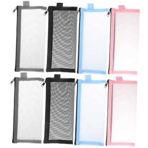 Sewroro 8 Stück Großes Federmäppchen mit Reißverschluss Leichter Langlebiger Etui mit Transparenter Netztasche Teiliges Große Kapazität Portable Stifttasche für Schule Büro Outdoor von Sewroro