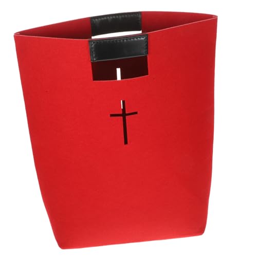 Sewroro Große Kapazität Bibel Trageetui aus Filz mit Kreuzmotiv Langlebige Einkaufstasche und Kirchenstudienbeutel Vielseitige Handtasche für Schule Reise und Alltag in Weinrot von Sewroro