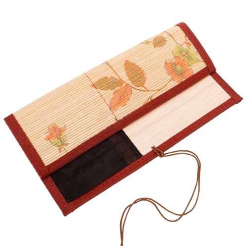 Sewroro Handgefertigte Japanische Vintage Pinselrolle aus Bambusgeflecht Hohe Leinwand Federtasche mit Bindeband Mäppchen für Künstler Aquarell und Kalligraphiepinsel Tragbarer von Sewroro