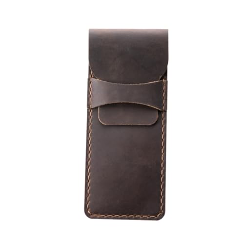 Sewroro Handgefertigte Leder Pen Pouch Federmäppchen Retro Design Stifthalter Stiftetui für Büro Schule Uni Braunes Echtes Leder Handgenäht Edle Stiftaufbewahrungstasche von Sewroro