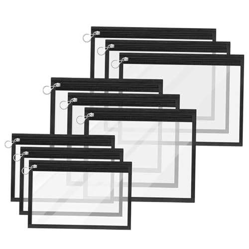 Sewroro 9stücke Transparente Teilige Bleistiftbeutel Für Schreibwaren Kosmetik Und Reise Federmäppchen Mit Reißverschluss Große Kapazität Kompakt Und Langlebig Für Schule Und von Sewroro