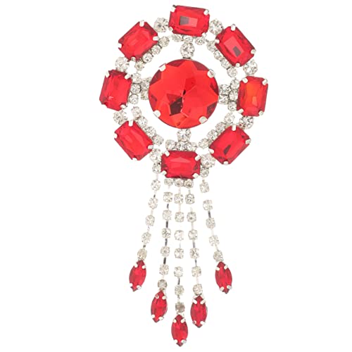 Sewroro Rhinestone Brosche mit Quaste Anstecknadel für Damen Dekorativ für Kleidung Mantel Taschen und Hüte Langlebig Einfach zu Befestigen Modisches Accessoire in Rot von Sewroro