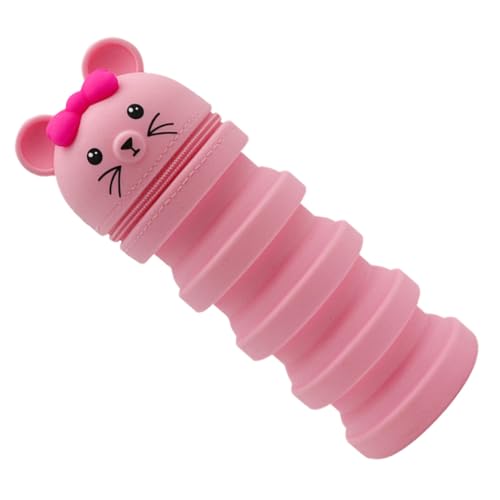 Sewroro Silikon Stifttasche Mäuseform Dekompressions Stiftehalter Flexibel Leicht Tragbar Für Schüler Rosa Niedlicher Schreibwaren Organizer von Sewroro