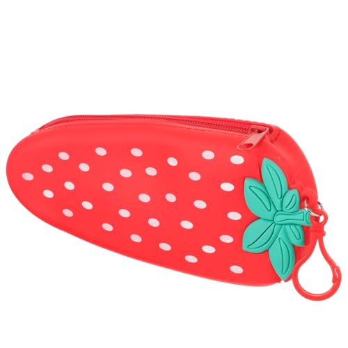 Sewroro Süßes Federmäppchen aus Lebensmittelechtem Silikon in Erdbeerform Reißverschlussfestes Mäppchen für Schüler und Mädchen Multifunktionale Stifttasche zur Aufbewahrung von von Sewroro