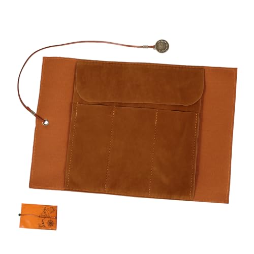 Sewroro Vintage Rollmäppchen aus Segeltuch und Kunstleder Großer Stiftemäppchen mit Flexiblem Leichtem Design Praktischer Stifte Organizer für Schule Büro und Künstlerbedarf Platzsparend von Sewroro