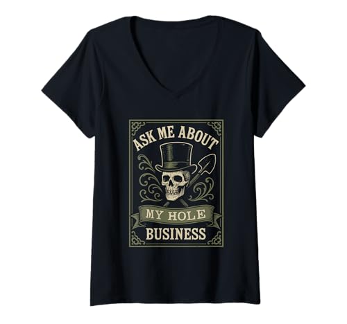 Damen Gravedigger Friedhofsarbeiter Gräber Gräber Friedhof Crew T-Shirt mit V-Ausschnitt Damen Gravedigger Friedhofsarbeiter Gräber Gräber Friedhof Crew T-Shirt mit V-Ausschnitt von Sexton Pride Six Feet Deep Tombstone Digger Gothic