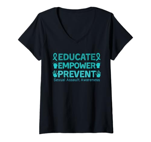 Damen Educate Empower Prevent Stop Missuse Sexual Assault Awareness T-Shirt mit V-Ausschnitt Damen Educate Empower Prevent Stop Missuse Sexual Assault Awareness T-Shirt mit V-Ausschnitt von Sexual Assault Awareness Month Saam Support Victim