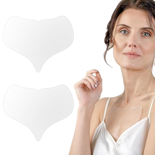 SexxLady 2 Stück Silikonpads, Silikon Brustpolster Dekolletee Anti Falten Pads, Wiederverwendbare T-Form Silikonpads Gegen Brustfalten, Glätten Sie Ihre Haut, für Frauen und Mädchen von SexxLady