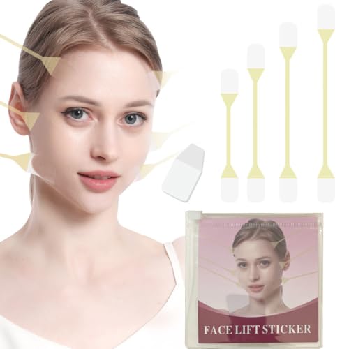 SexxLady 20 Flicken Face Lifting Tape + 4 Hebeseile,Facelifting Aufkleber Lifting Tapes Gesicht,Instant Invisible Face Lift Sticker, Eye Lift Tape Make-up Gesicht Lift Werkzeuge von SexxLady