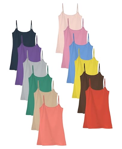 Sexy Basics Damen Basic Solid Color Cotton Stretch Camisole Verstellbare Spaghettiträger Tank Top - Multipacks - - X-Groß von Sexy Basics