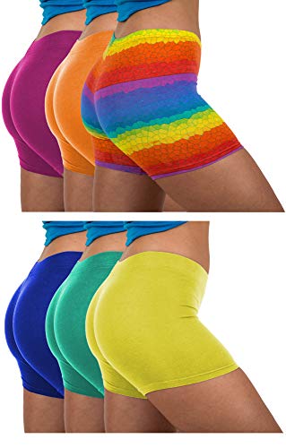 Sexy Basics Damen-Boxershorts aus Baumwoll-Stretch, leichte Unterhose, Multipacks, 6er-Pack – Regenbogen-Kollektion, 3XL von Sexy Basics