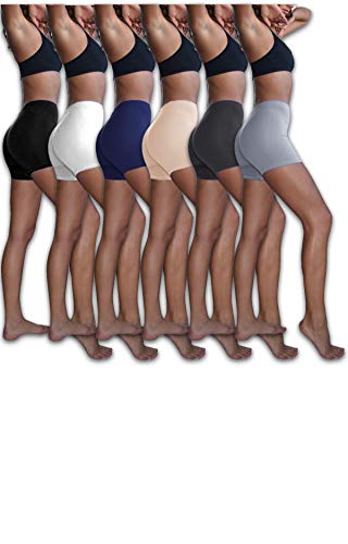 Sexy Basics Damen-Boxershorts aus Baumwoll-Stretch, leichte Unterhose, Multipacks, 6er-Pack - Schwarz/Weiß/Marineblau/Hautfarben/Anthrazit/Grau, 3XL von Sexy Basics