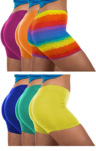 Sexy Basics Damen-Boxershorts, Baumwolle, Stretch, leicht, 6er-Pack, 6er-Pack - Rainbow Collection, Small von Sexy Basics