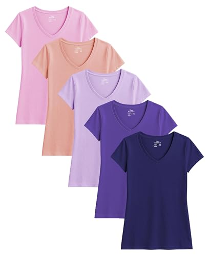 Sexy Basics Damen Multipack Casual & Active Cotton Stretch V Neck Kurzarm Farbe T-Shirts - - 3X-Groß Sexy Basics Damen Multipack Casual & Active Cotton Stretch V Neck Kurzarm Farbe T-Shirts - - 3X-Groß von Sexy Basics
