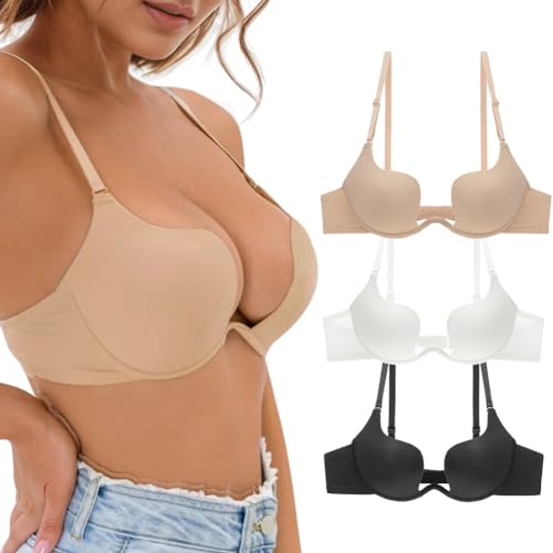 Damen BH Push up BH mit Bügeln, Abnehmbar wandelbarer BH mit durchsichtigem Träger von Sexy Code 1701