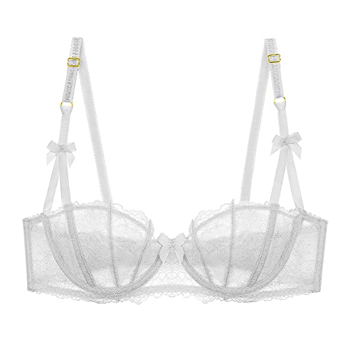 Damen Spitzen Ungefütterter Balconette Demi-Cup Bügel Transparenter BH - Verführerisches Dessous mit Sheer-Stil und Bügelhalt Damen Spitzen Ungefütterter Balconette Demi-Cup Bügel Transparenter BH - Verführerisches Dessous mit Sheer-Stil und Bügelhalt von Sexy Code 1701