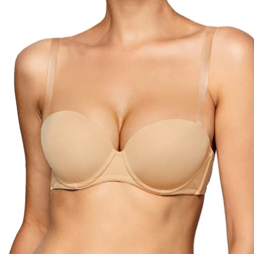 Sexy Push Up Trägerloser BH, Damen Bügel BH mit Transparenten Trägern, Busenhalter T-Shirt BH von Sexy Code 1701