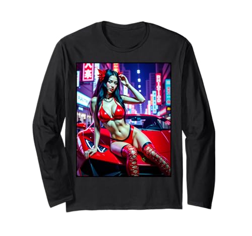 T-Shirt mit sexy Mädchen-Grafik — sexy asiatisches Mädchen und exotisches Auto Langarmshirt von Sexy Girl on T-shirt for Men by NSPART