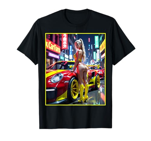 T-Shirt mit sexy Mädchen-Grafik — sexy blondes Mädchen und exotisches Auto T-Shirt von Sexy Girl on T-shirt for Men by NSPART