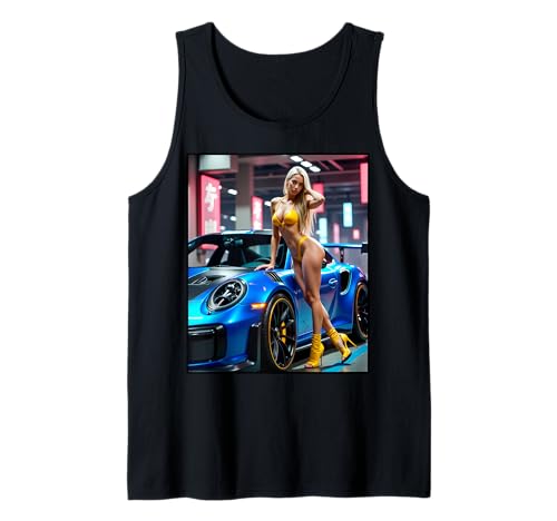 T-Shirt mit sexy Mädchen-Grafik — sexy blondes Mädchen und exotisches Auto Tank Top von Sexy Girl on T-shirt for Men by NSPART