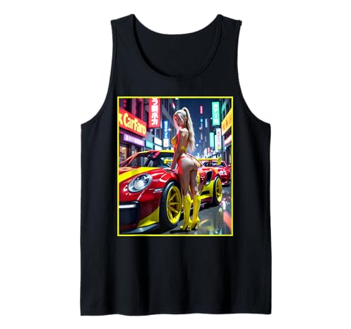 T-Shirt mit sexy Mädchen-Grafik — sexy blondes Mädchen und exotisches Auto Tank Top von Sexy Girl on T-shirt for Men by NSPART