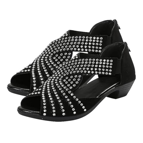 Orthopädische Sandalen mit niedrigem Absatz und Aussparungen for Damen, Wandersandalen mit Fußgewölbeunterstützung und orthopädischem Outdoor-Fußbett, bequeme Sport-Slipper bei Plantarfasziitis(Schwar von Seymal