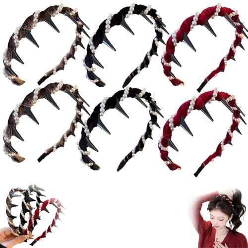 Vintage High Cranium Kunstperlen-Haarband, Elegante Bling-Stirnbänder for Damen Haar, Rutschfeste Modische High Cranium-Haarbänder for Mädchen Mit Lockigem, Kurzem Haar, Coole Geschenke for Frauen Vintage High Cranium Kunstperlen-Haarband, Elegante Bling-Stirnbänder for Damen Haar, Rutschfeste Modische High Cranium-Haarbänder for Mädchen Mit Lockigem, Kurzem Haar, Coole Geschenke for Frauen von Seymal