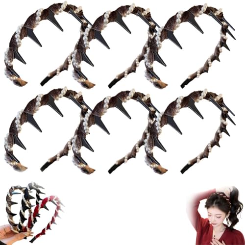 Vintage High Cranium Kunstperlen-Haarband, Elegante Bling-Stirnbänder for Damen Haar, Rutschfeste Modische High Cranium-Haarbänder for Mädchen Mit Lockigem, Kurzem Haar, Coole Geschenke for Frauen Vintage High Cranium Kunstperlen-Haarband, Elegante Bling-Stirnbänder for Damen Haar, Rutschfeste Modische High Cranium-Haarbänder for Mädchen Mit Lockigem, Kurzem Haar, Coole Geschenke for Frauen von Seymal