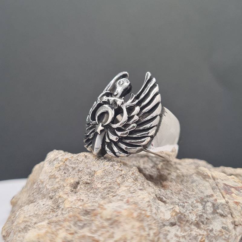 "Der Flügel Eines Engels" Modell Silber Männer Ring, Sterling Soldaten Special Force Ring von SeymenJewelry