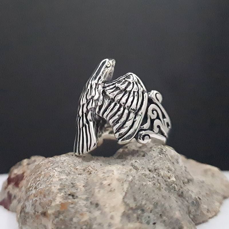Handgemachte Unikat Der Adler Figur Silber Mann Ring Handgemachte Unikat Der Adler Figur Silber Mann Ring von SeymenJewelry