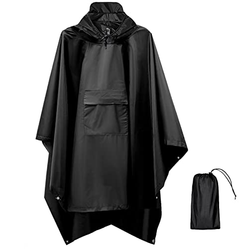 Seyobs Regenponcho Herren Damen Wasserdicht, Regencape Unisex Regenmantel 210T Oxford Regenjacke, Regenponcho Fahrrad 3 in 1 Poncho für Jagd, Picknick im Freien, Trekking, Camping, Angeln von Seyobs