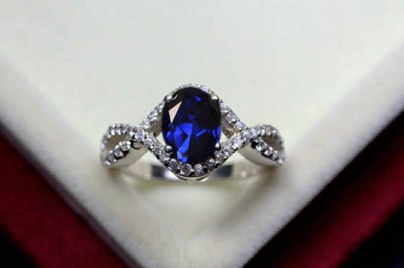 Labor Blau Saphir Hochzeit Verlobungsring September Birthstone Edelstein Sterling Silber Ring von SfGemsNJewelry