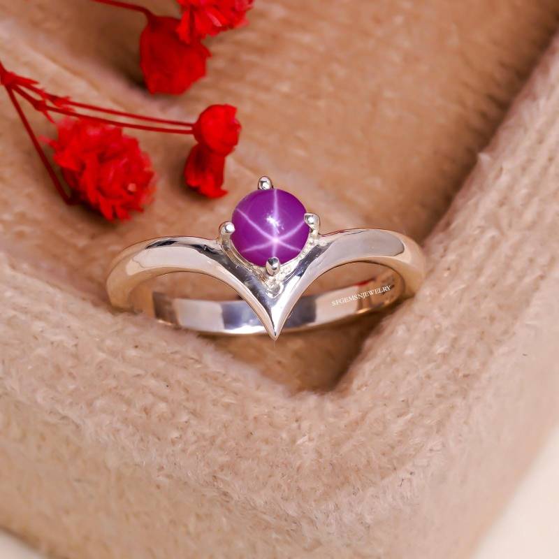 Schöner Handgemachter Pink Stern Saphir Ring in 925 Sterling Silber Lindy Schmuck von SfGemsNJewelry