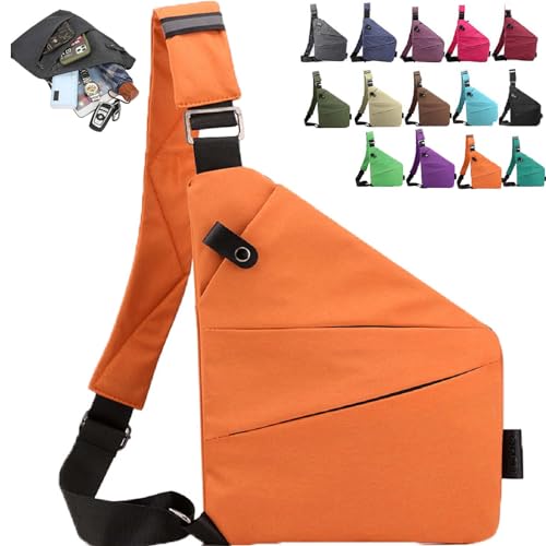 Sfbnjr Flexr-Tasche, Tasche Diebstahlsicher, Diebstahlsichere Tasche, Diebstahlsichere Umhängetasche, Anti Diebstahl Tasche Damen, Diebstahlsichere Reisetasche, Anti Theft Travel Bag (Right,Orange) von Sfbnjr