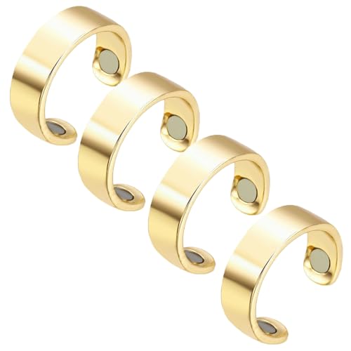 Sfbnjr Vitalring 1st Generation Menopause Ring,SöMni Ring Damen Wechseljahre,Magnetfeldtherapie Rings,Magnetring Wechseljahre,Promotes Fat Burning, Sleep Quality & Stylish Design (4 Gold) von Sfbnjr
