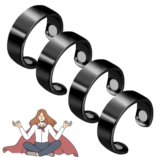 Vitalring 1st Generation Menopause Ring,SöMni Ring Damen Wechseljahre,Magnetfeldtherapie Rings,Magnetring Wechseljahre,Promotes Fat Burning, Sleep Quality & Stylish Design (4 Schwarz) von Sfbnjr